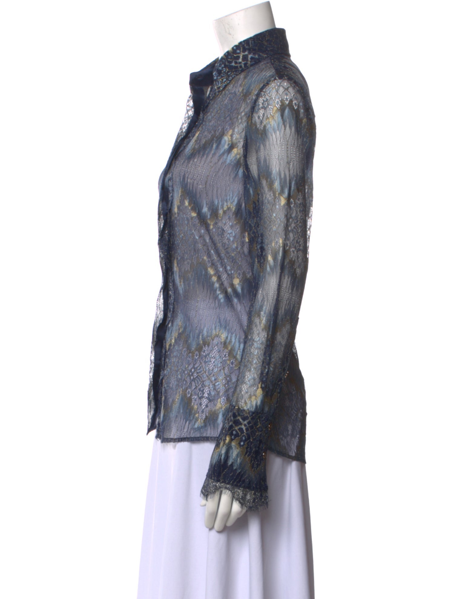 Ramy Brook Printed Long Sleeve Button-Up Top