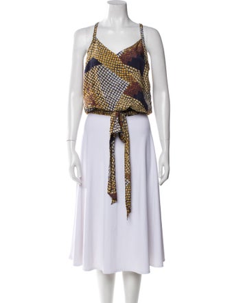 Ramy Brook Printed Square Neckline Crop Top