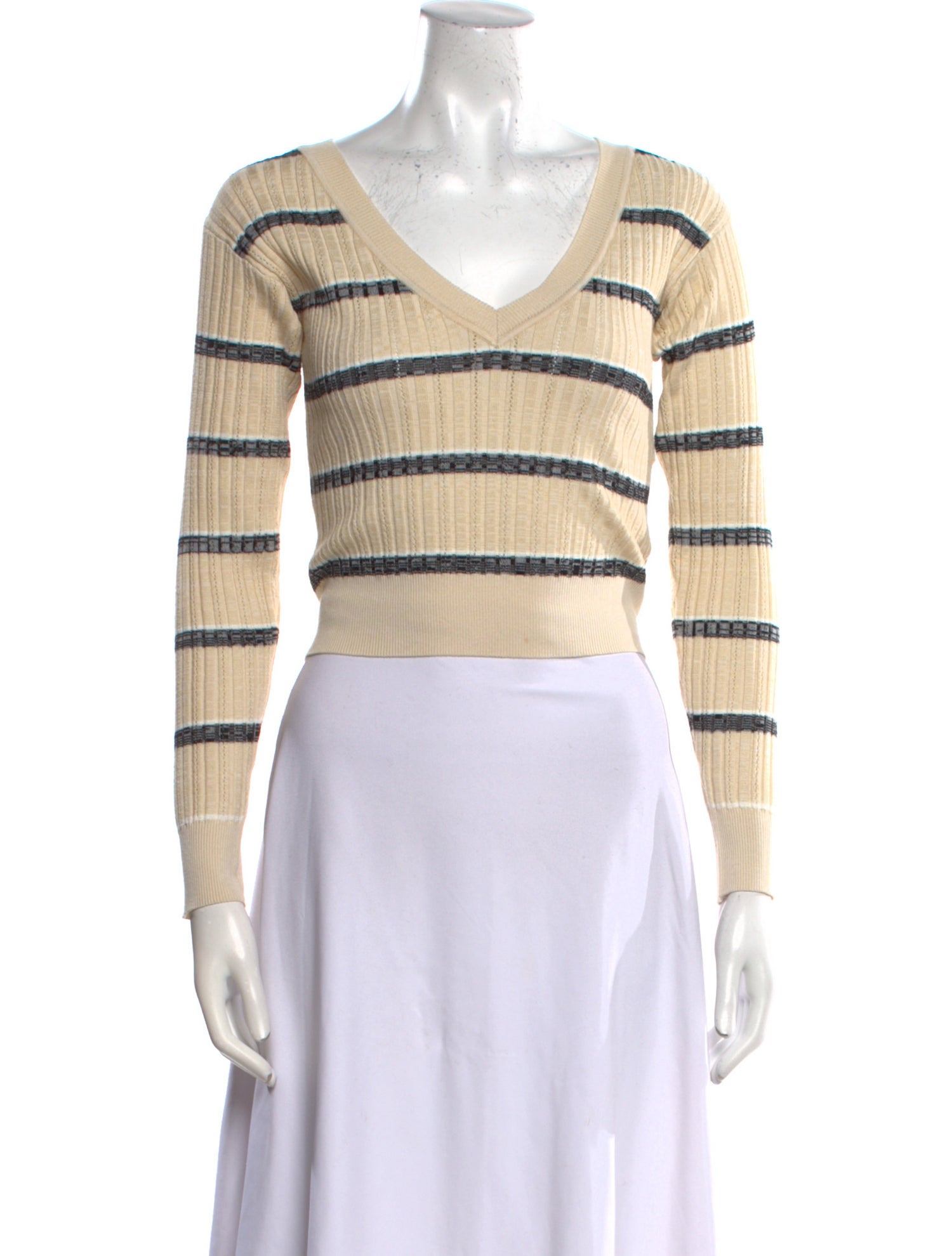 Ramy Brook Striped V-Neck Crop Top