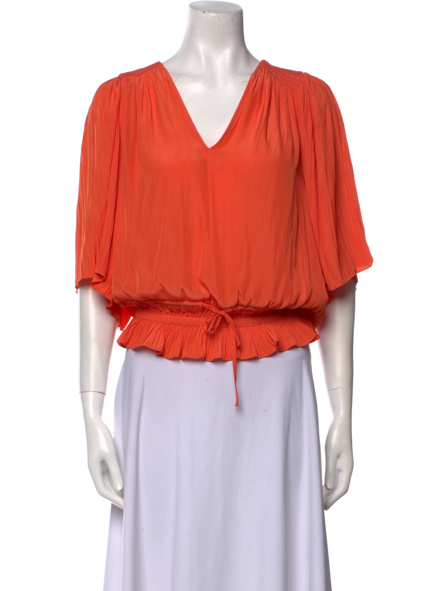 Ramy Brook V-Neck Three-Quarter Sleeve Crop Top