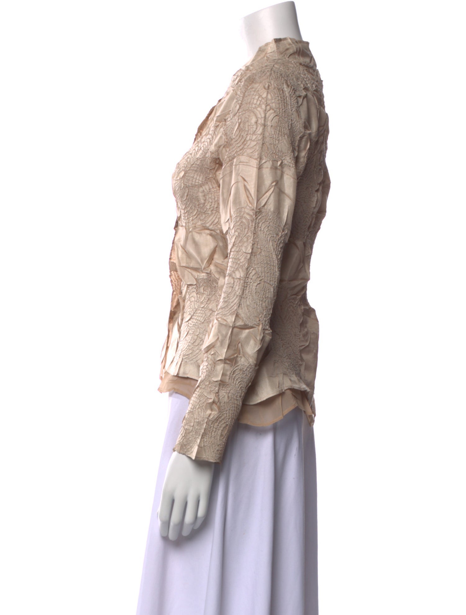 Yoshiki Hishinuma Printed Mock Neck Button-Up Top