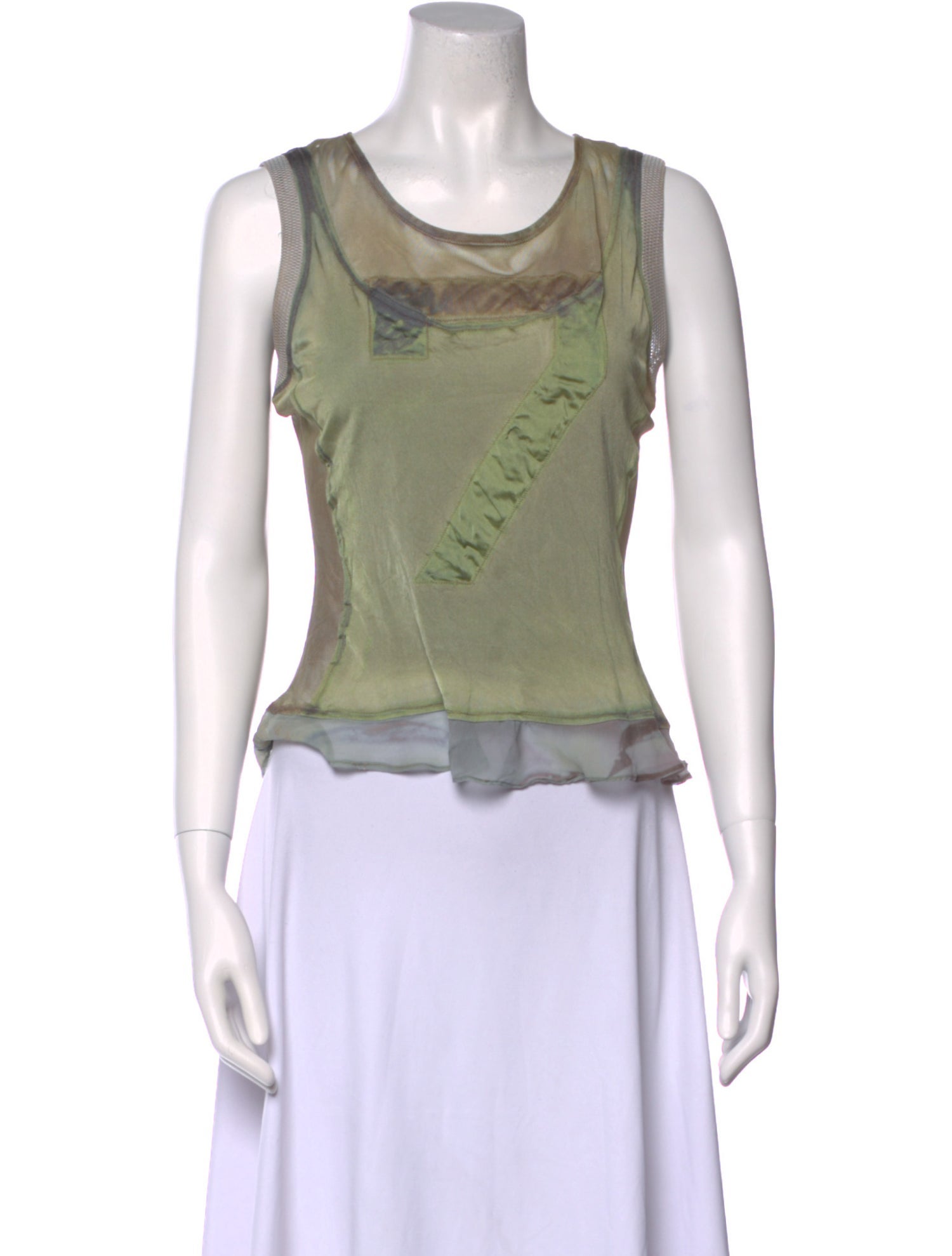 Yoshiki Hishinuma Colorblock Pattern Scoop Neck Top