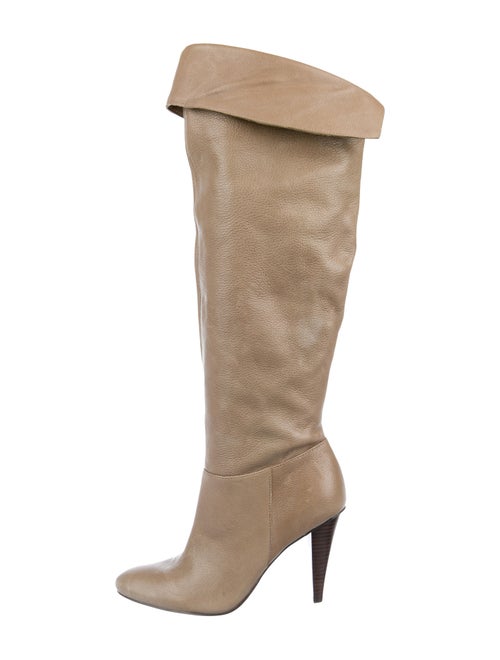 Calvin Klein Leather Knee-High Boots Beige