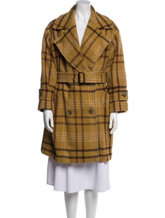 Calvin Klein Wool Plaid Print Peacoat
