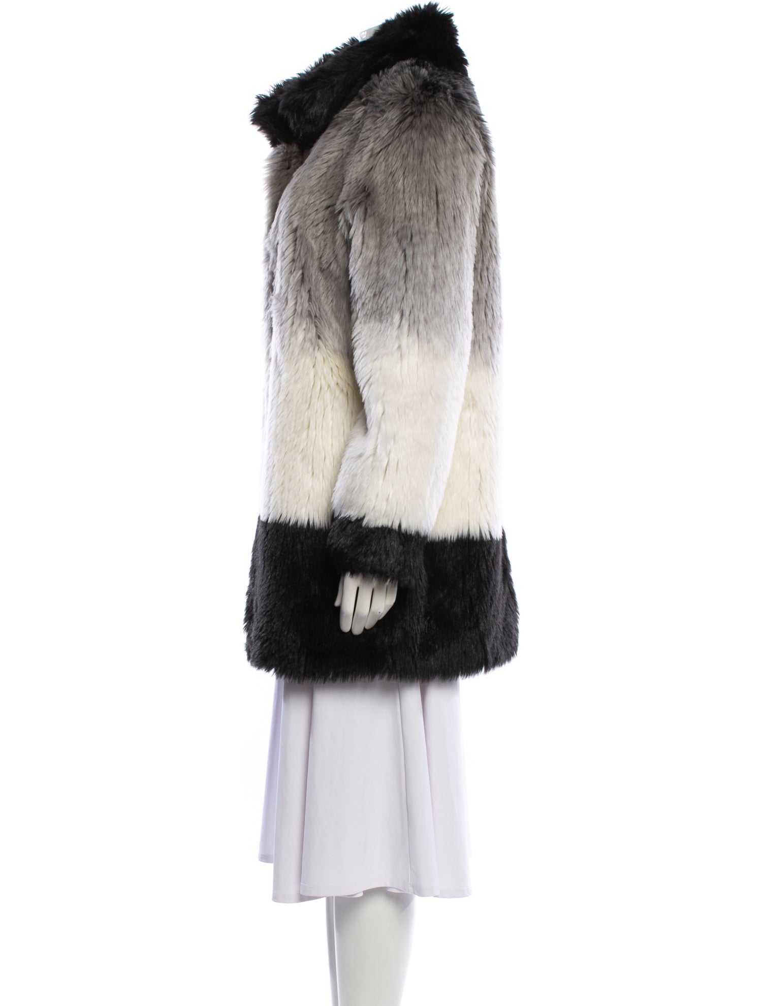 Calvin Klein Colorblock Pattern Faux Fur Jacket