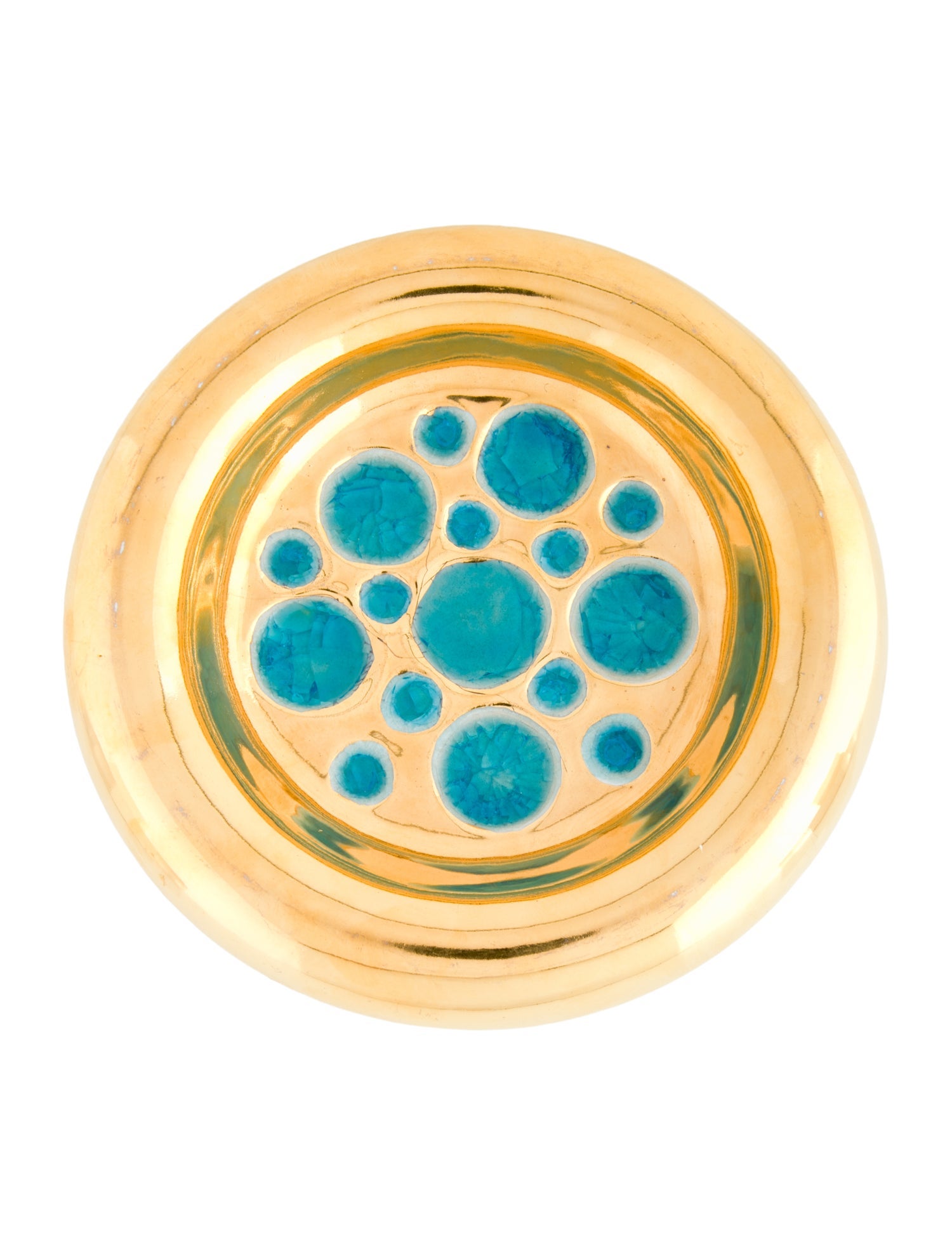 Waylande Gregory Gold-Tone and Blue Cracked Glass Ashtray