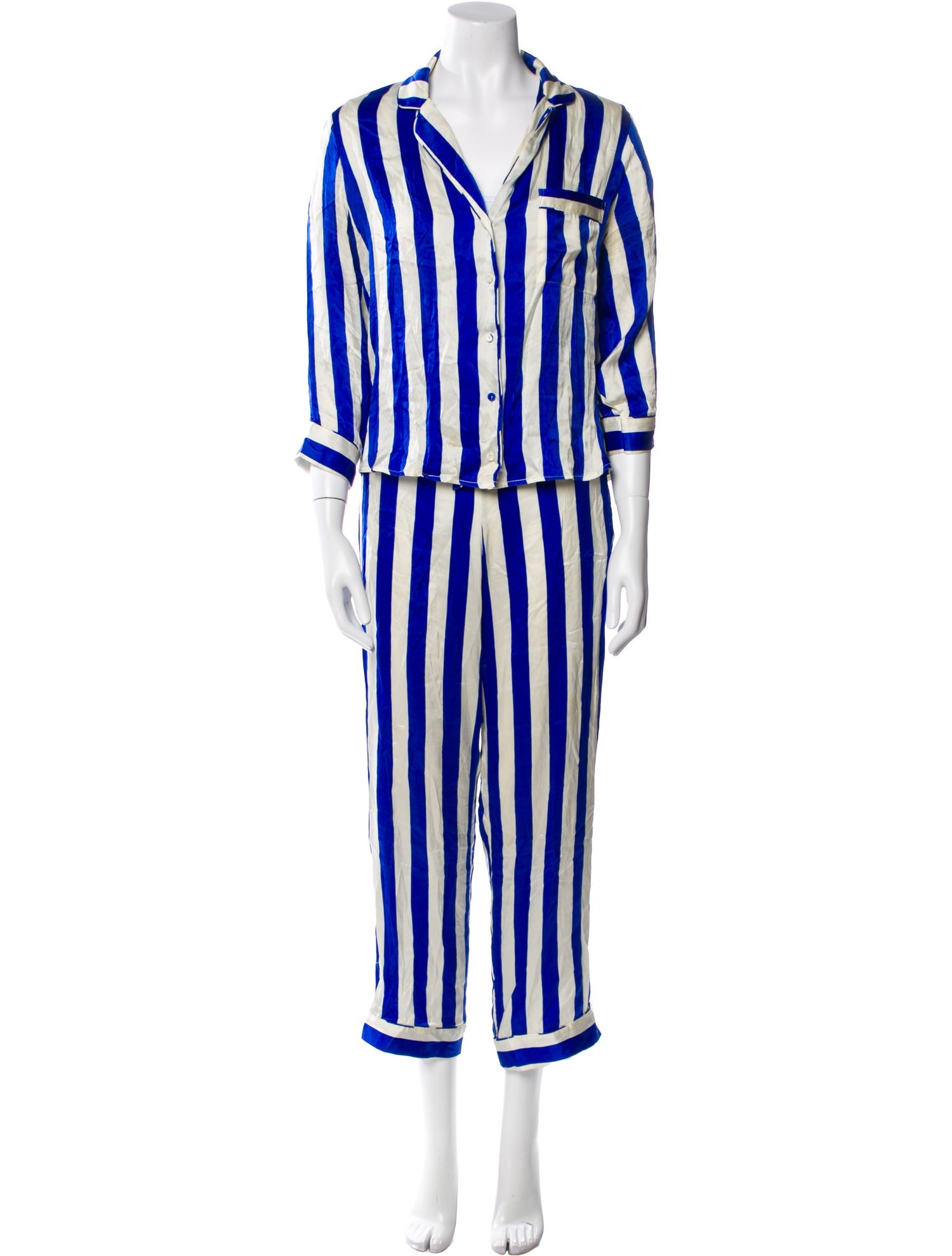 YOLKE London Silk Striped Pajamas