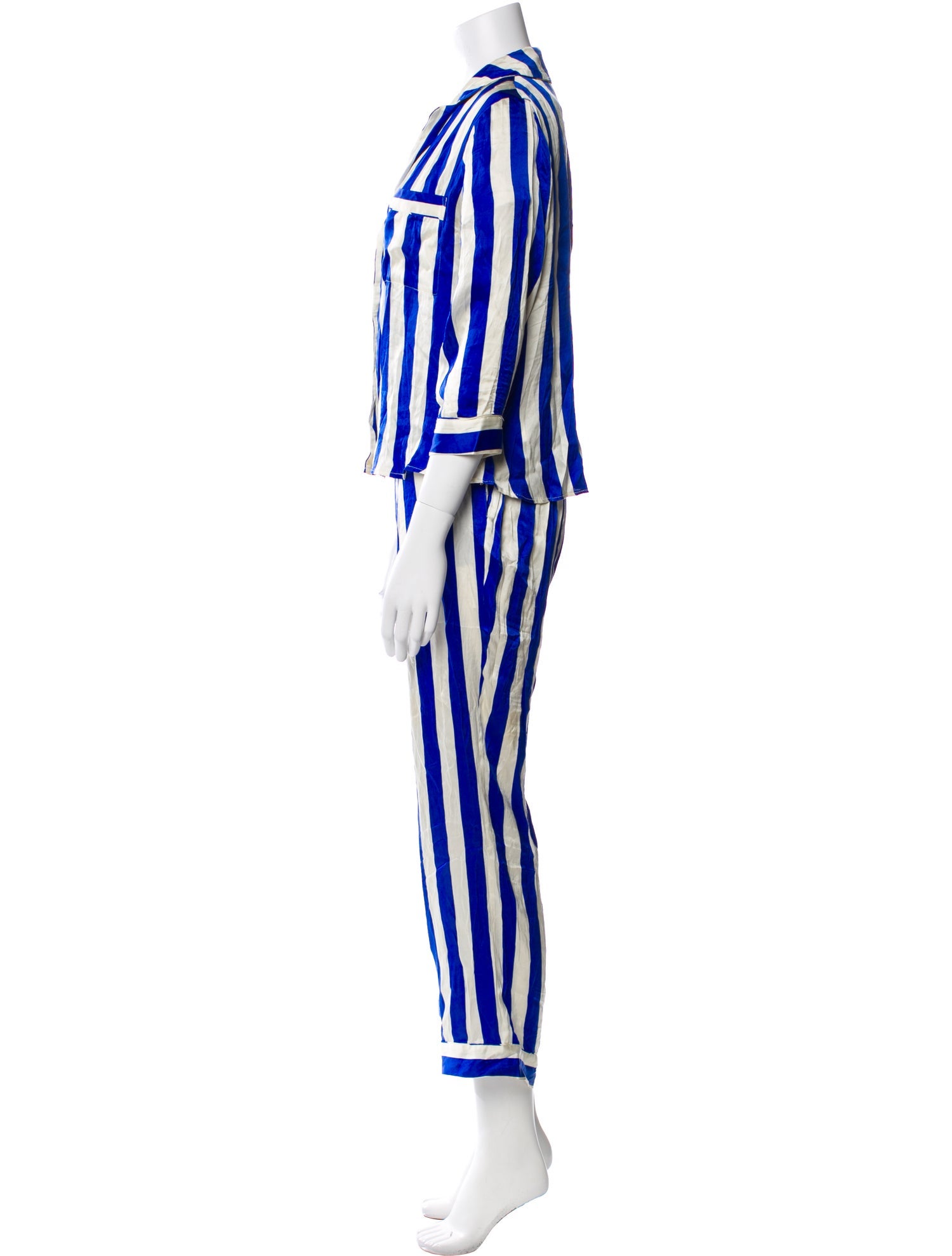 YOLKE London Silk Striped Pajamas