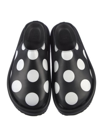 Y's by Yohji Yamamoto Leather Polka Dot Print Mules