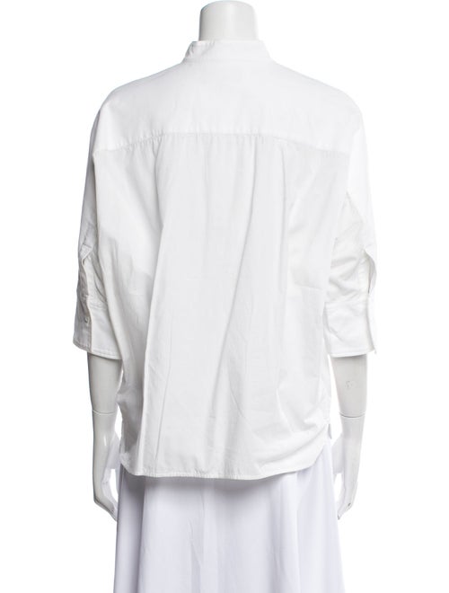 Y's by Yohji Yamamoto Mock Neck Three-Quarter Sleeve Button-Up Top