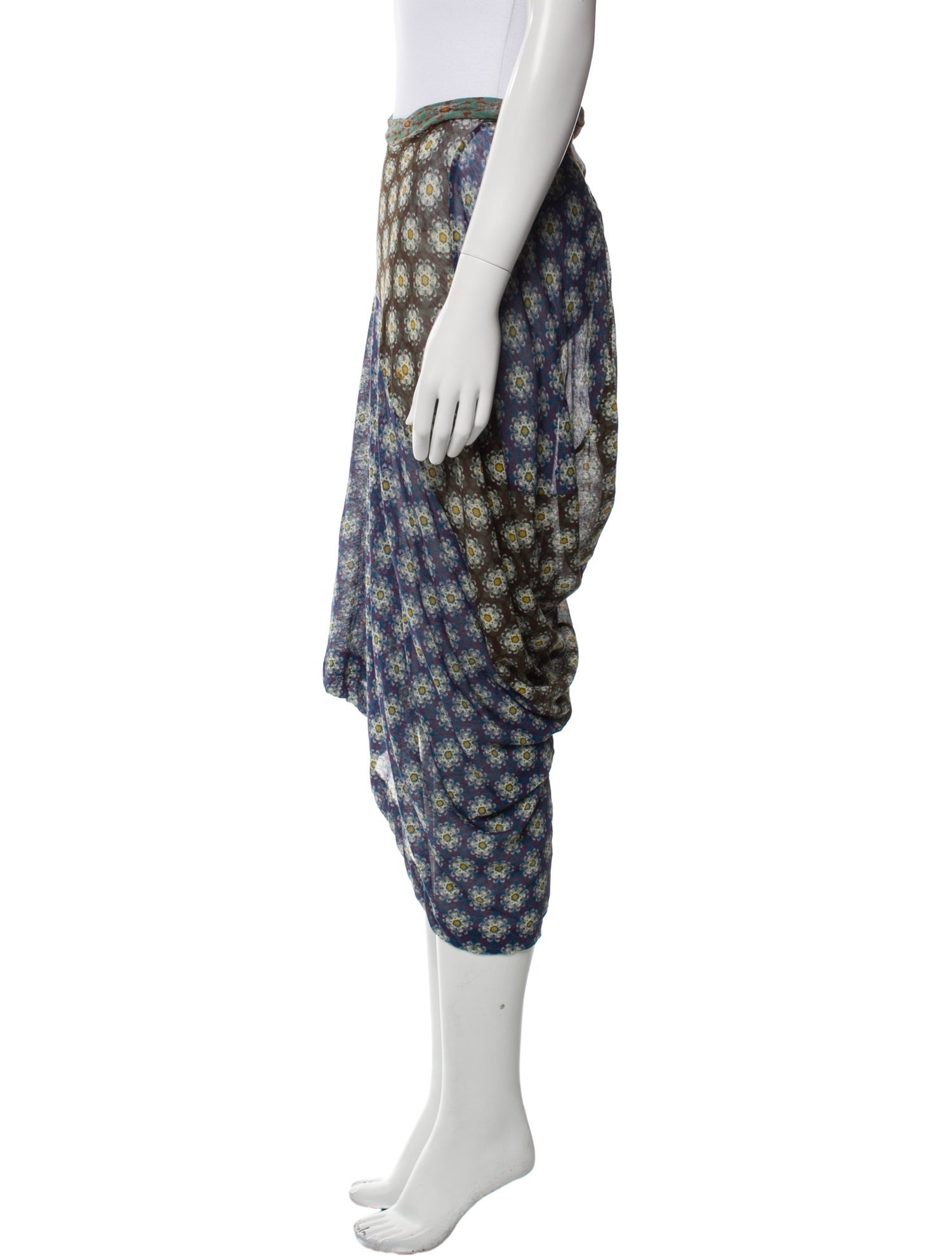 Y's by Yohji Yamamoto Floral Print Midi Length Skirt