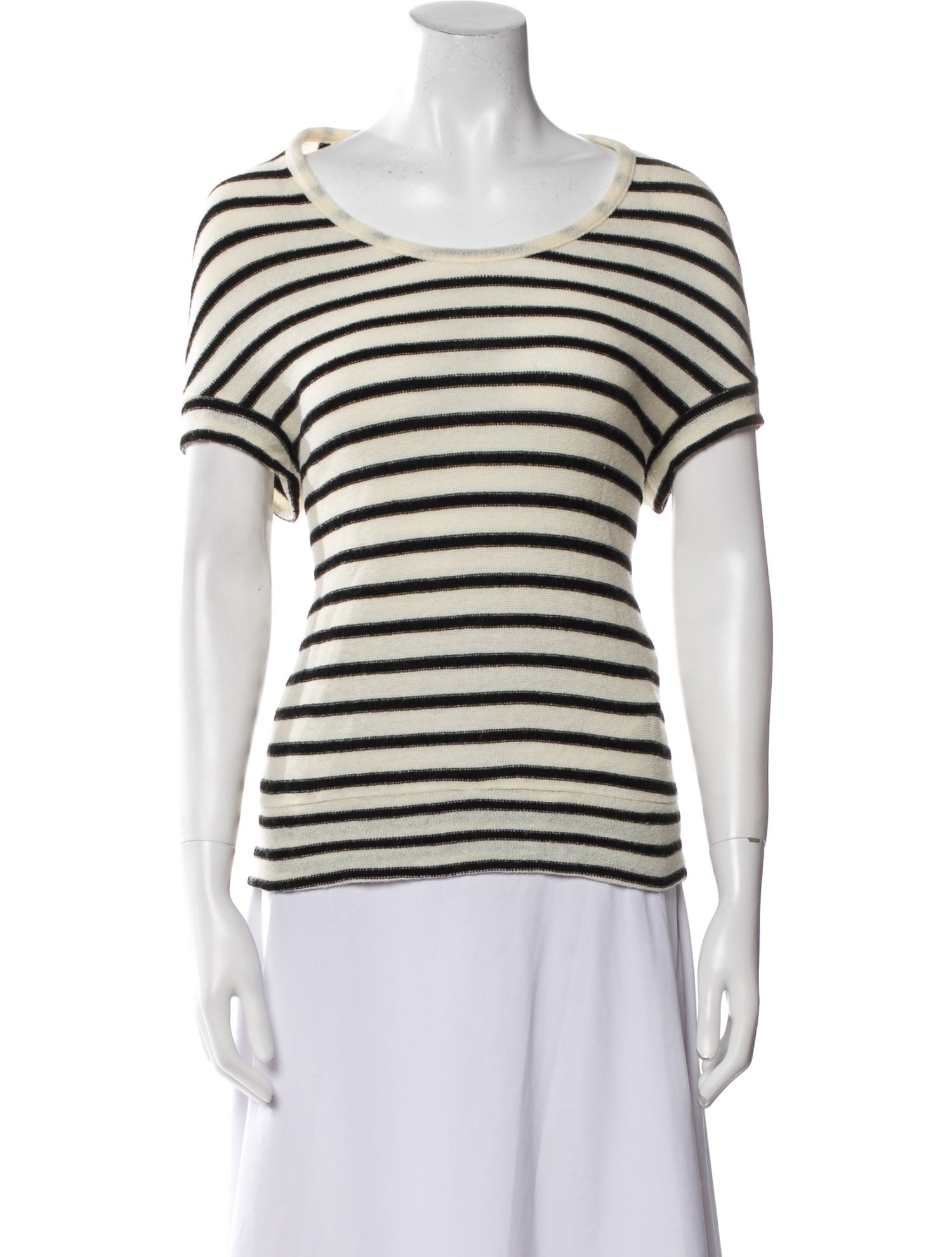 Y's by Yohji Yamamoto Striped Scoop Neck T-Shirt