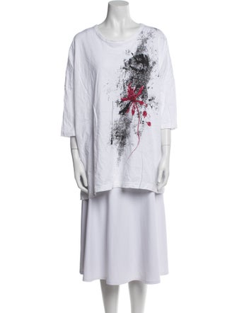 Y's by Yohji Yamamoto Graphic Print Scoop Neck Tunic