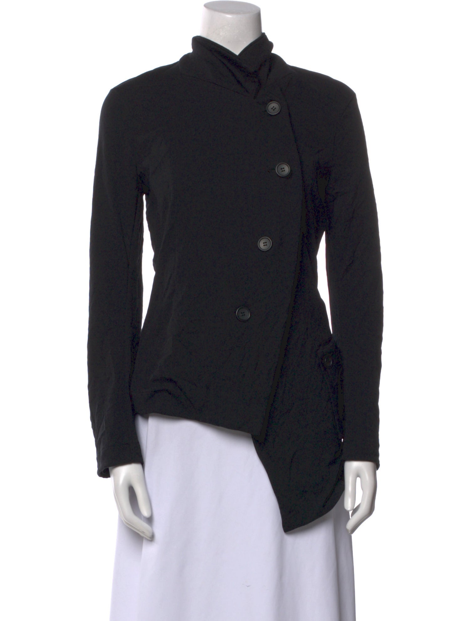 Y's by Yohji Yamamoto Mock Neck Long Sleeve Button-Up Top