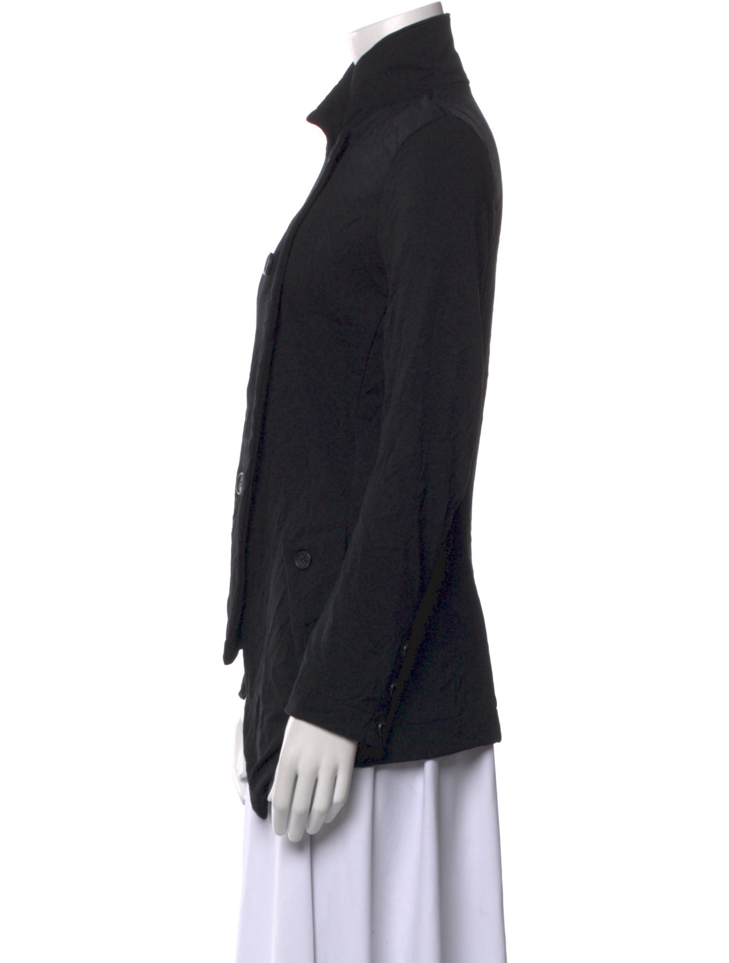 Y's by Yohji Yamamoto Mock Neck Long Sleeve Button-Up Top