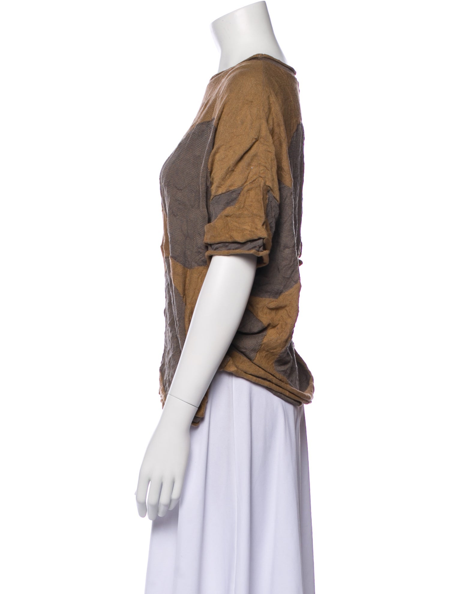 Y's by Yohji Yamamoto Paisley Print Bateau Neckline Blouse