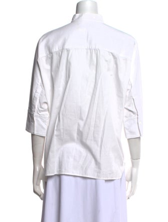 Y's by Yohji Yamamoto Mock Neck Three-Quarter Sleeve Button-Up Top
