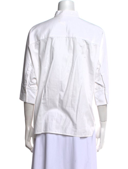 Y's by Yohji Yamamoto Mock Neck Three-Quarter Sleeve Button-Up Top