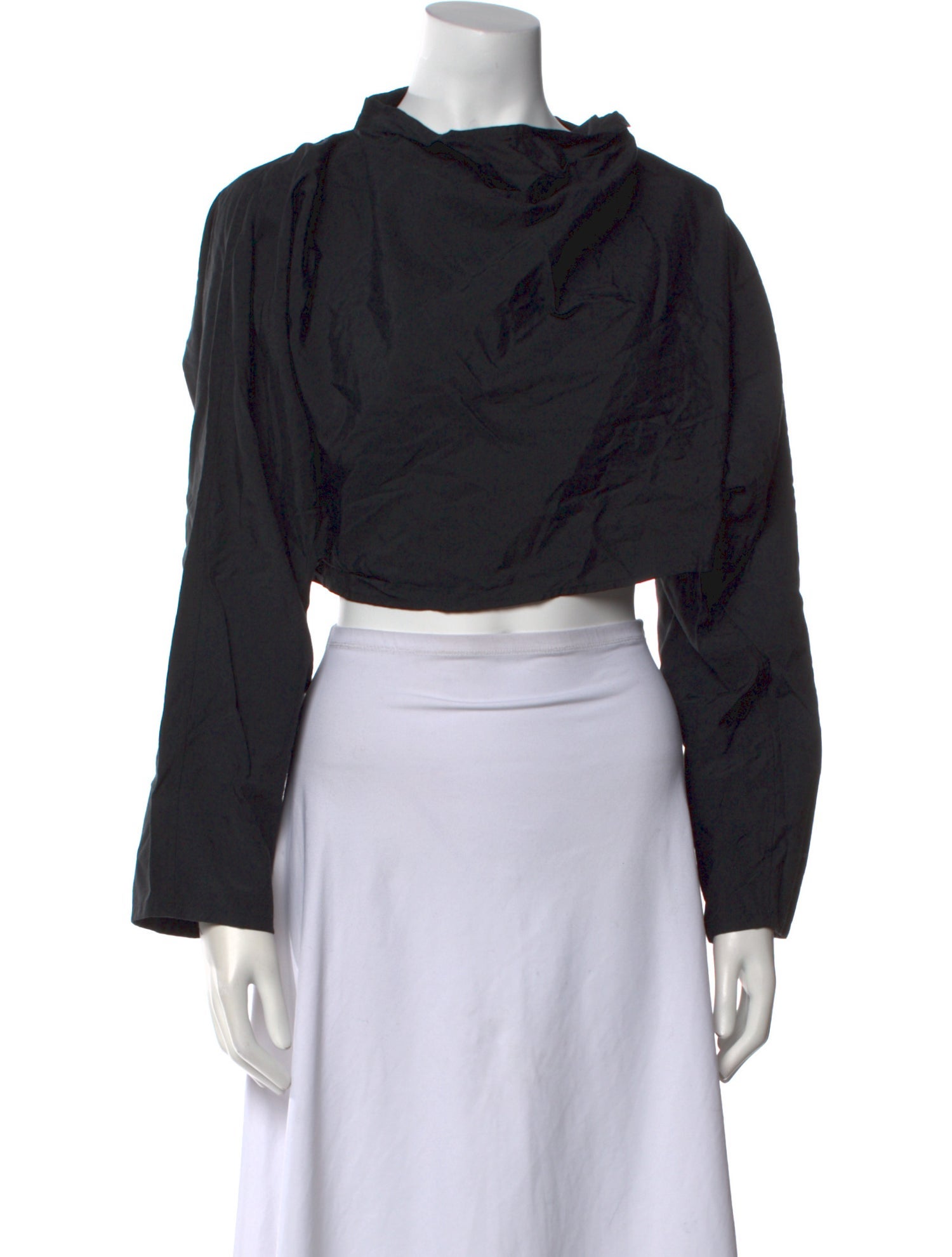 Y's by Yohji Yamamoto Cowl Neck Long Sleeve Crop Top