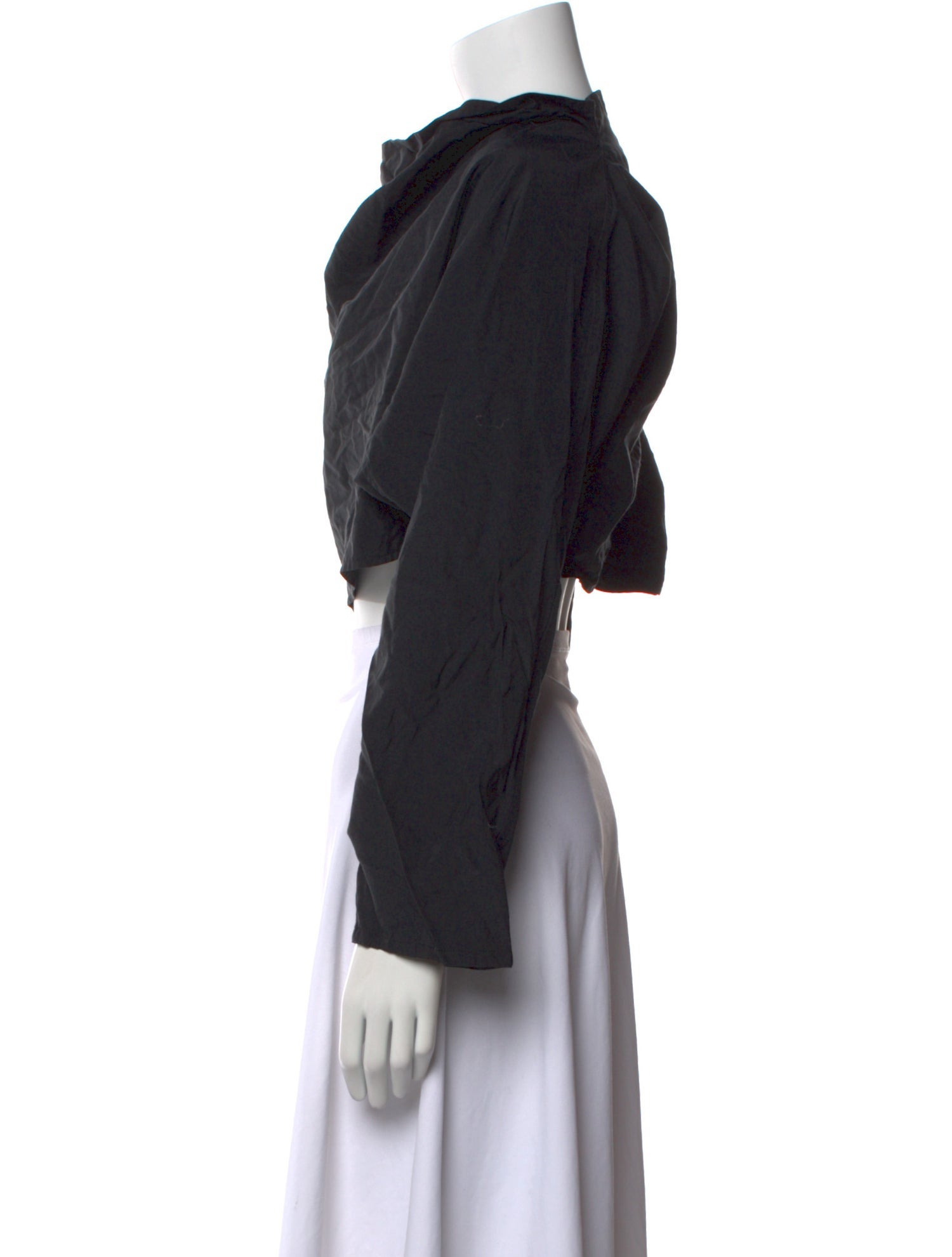 Y's by Yohji Yamamoto Cowl Neck Long Sleeve Crop Top