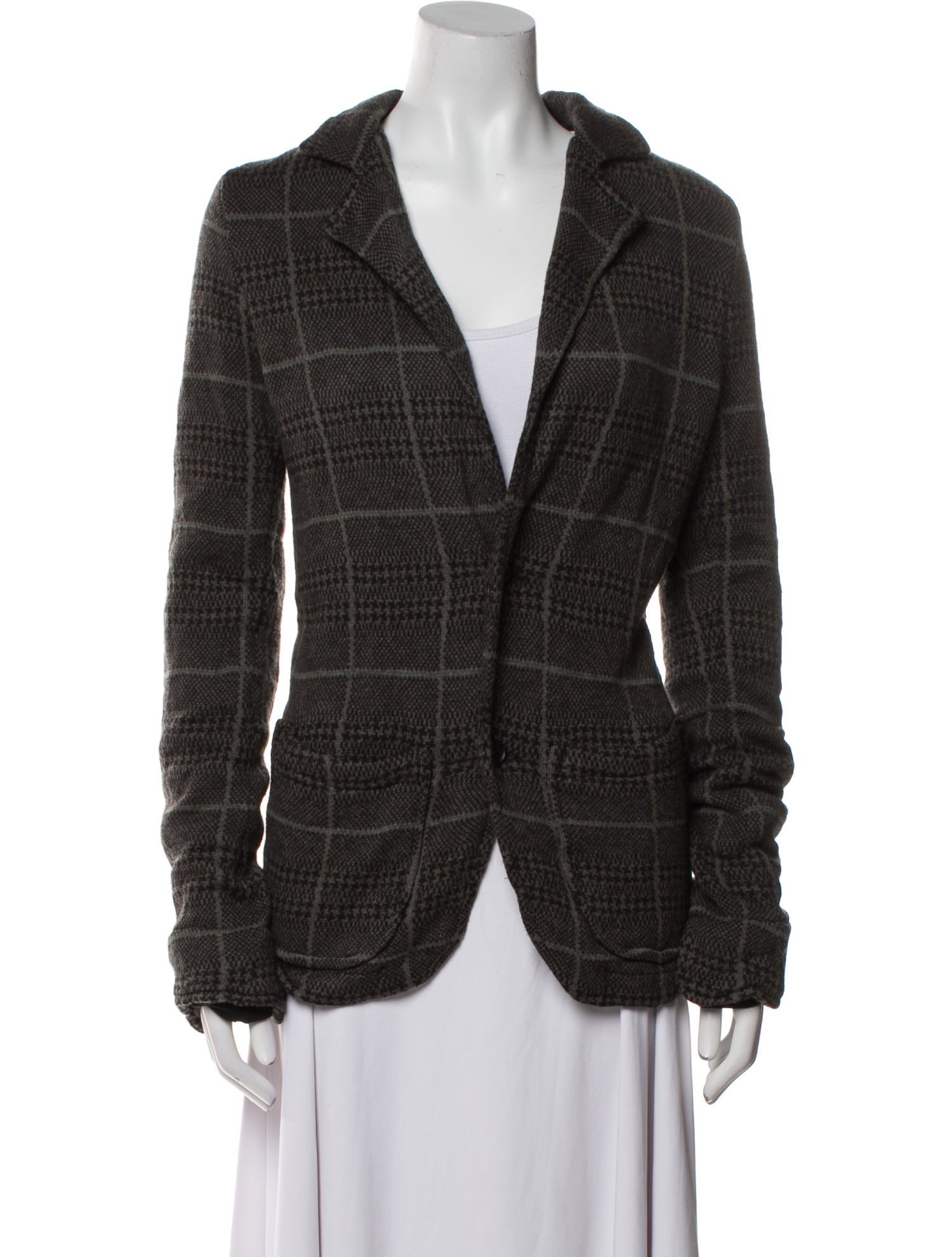 Y's by Yohji Yamamoto Wool Plaid Print Blazer