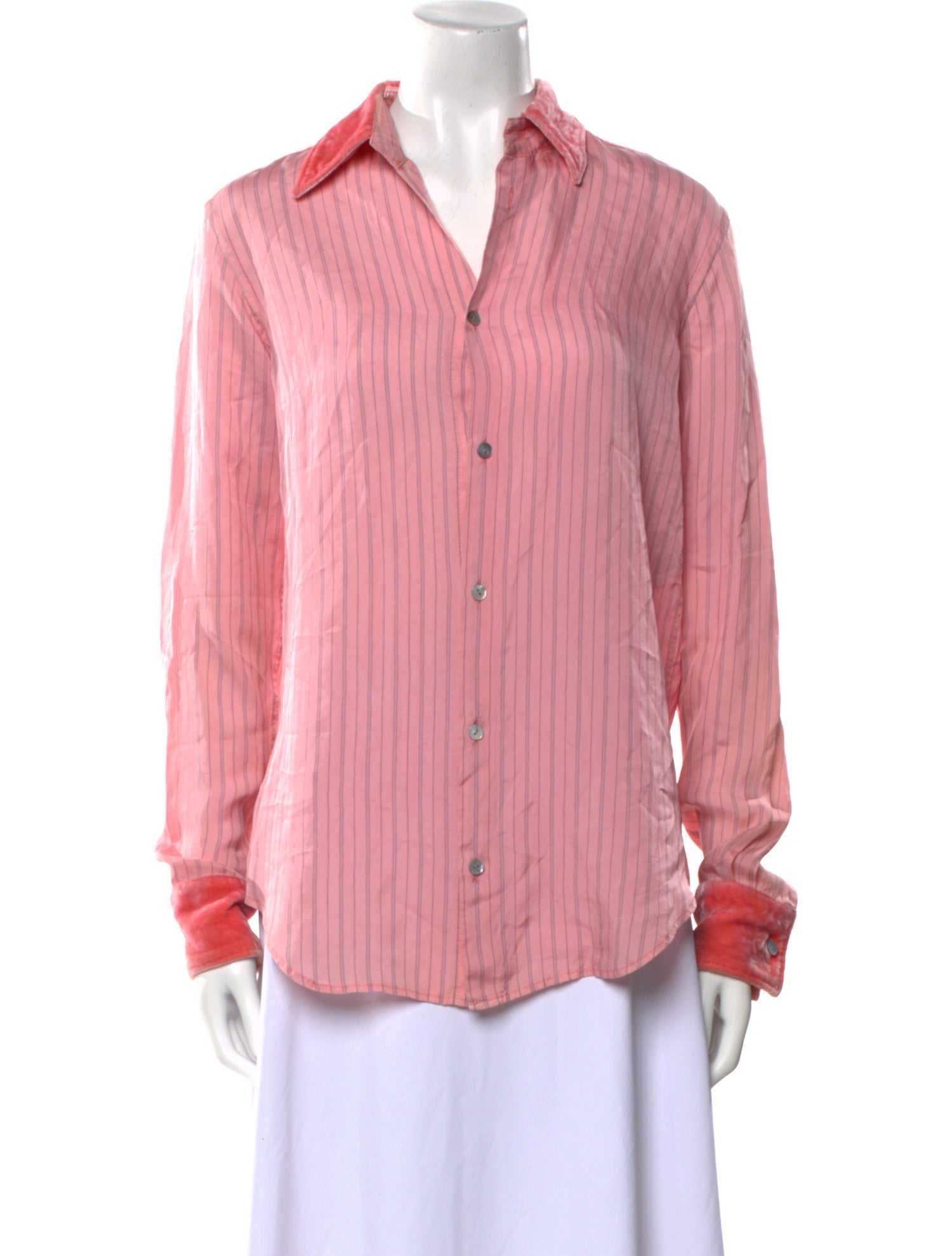 Y's by Yohji Yamamoto Striped Long Sleeve Button-Up Top