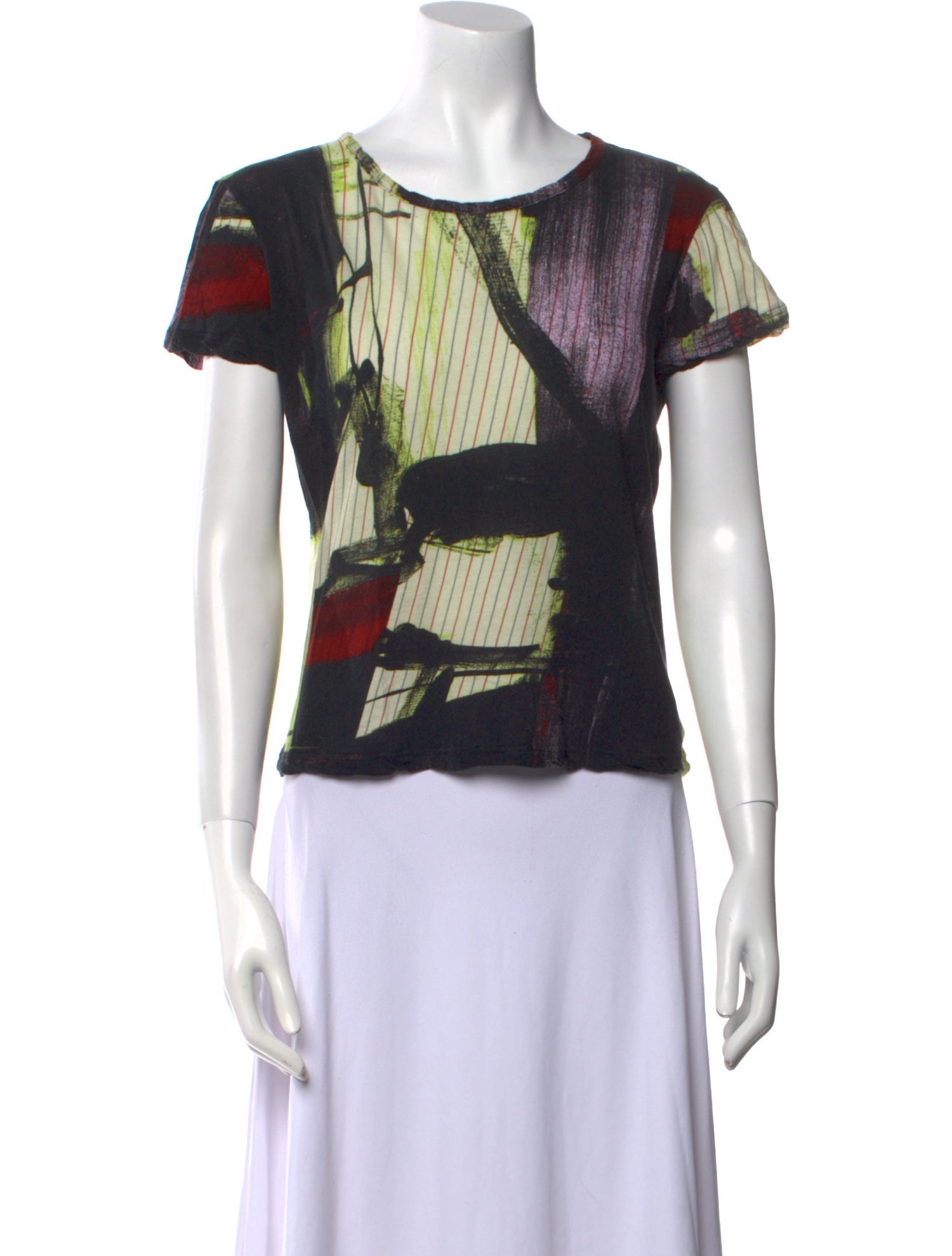 Y's by Yohji Yamamoto Printed Scoop Neck T-Shirt