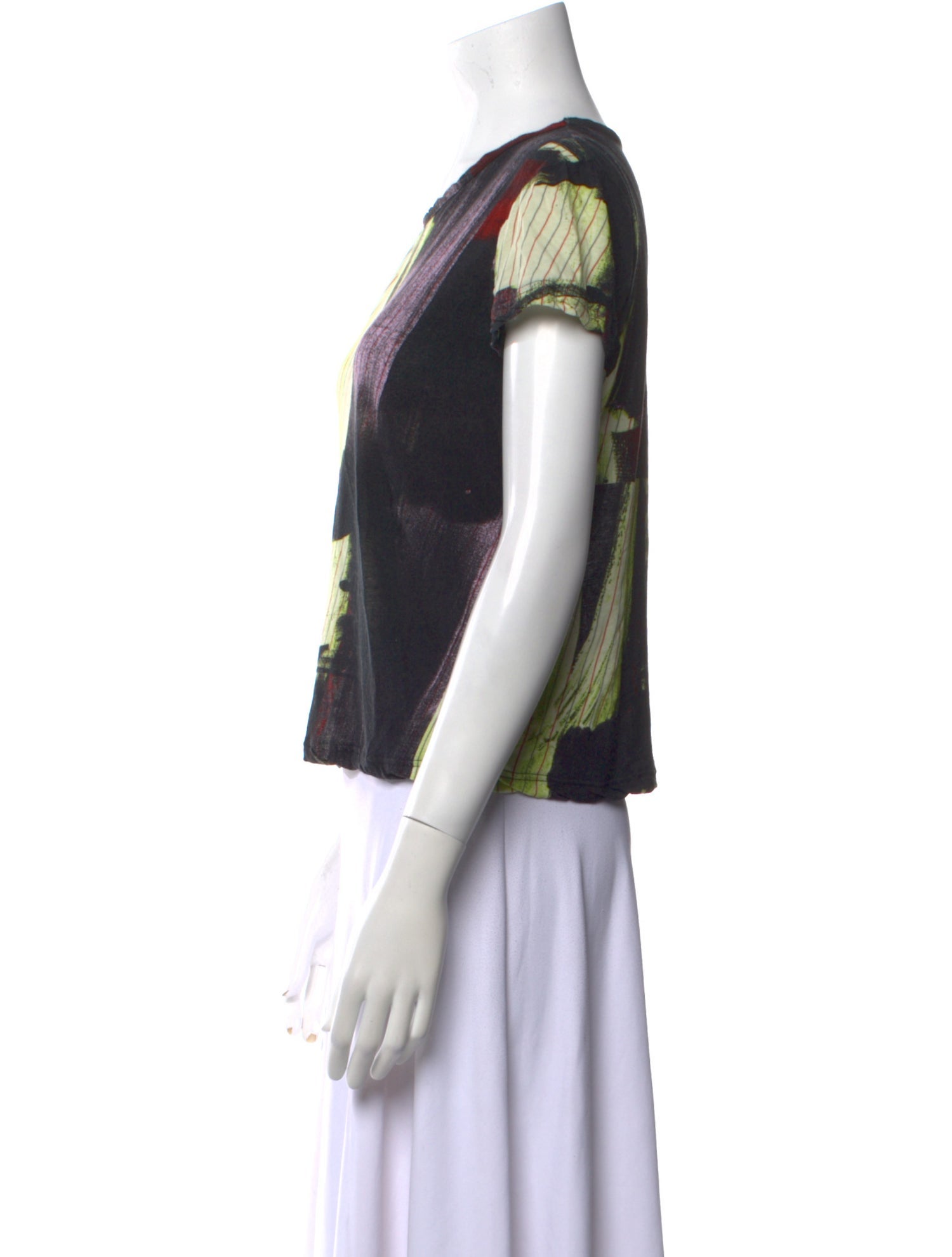 Y's by Yohji Yamamoto Printed Scoop Neck T-Shirt