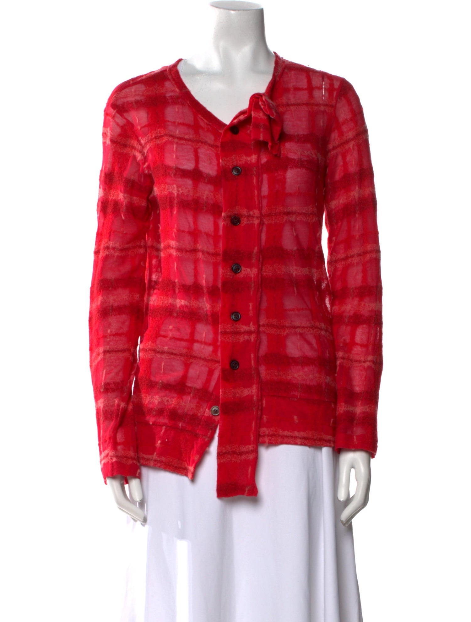 Yohji Yamamoto Plaid Print V-Neck Sweater