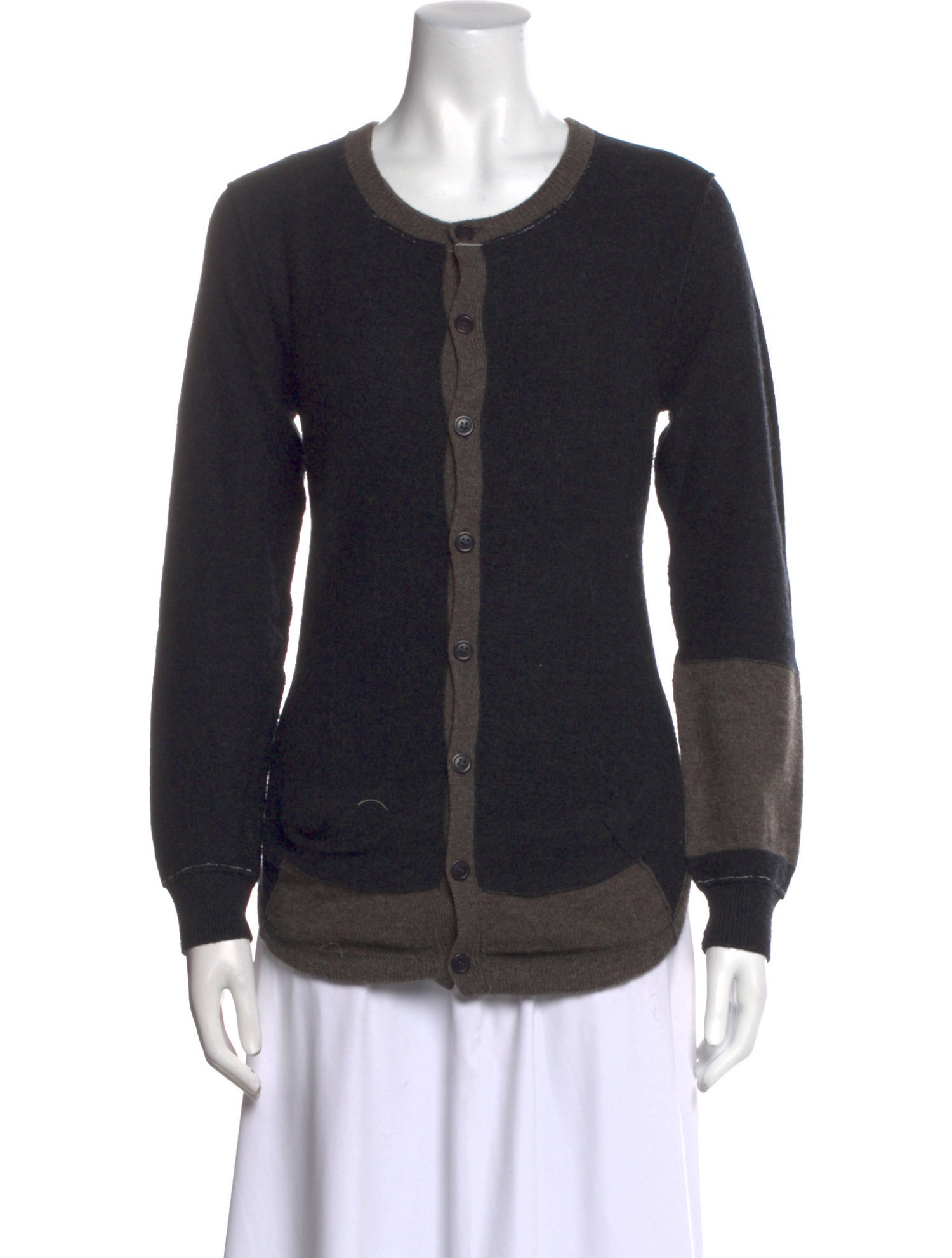 Y's by Yohji Yamamoto Wool Colorblock Pattern Sweater