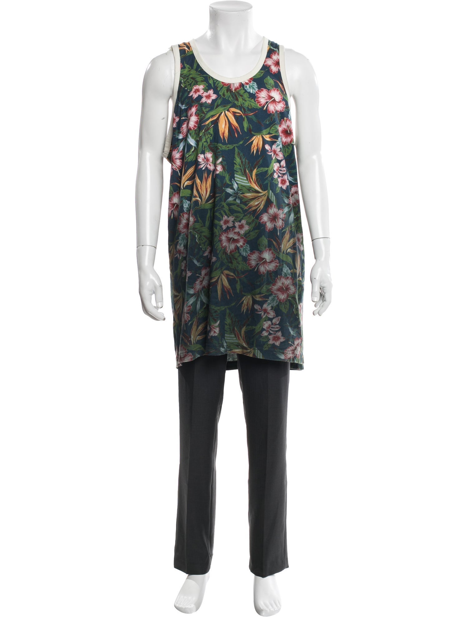 Y's by Yohji Yamamoto Floral Print Scoop Neck Tank