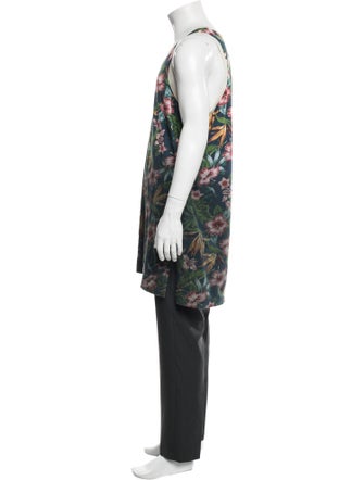 Y's by Yohji Yamamoto Floral Print Scoop Neck Tank