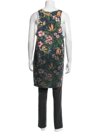 Y's by Yohji Yamamoto Floral Print Scoop Neck Tank