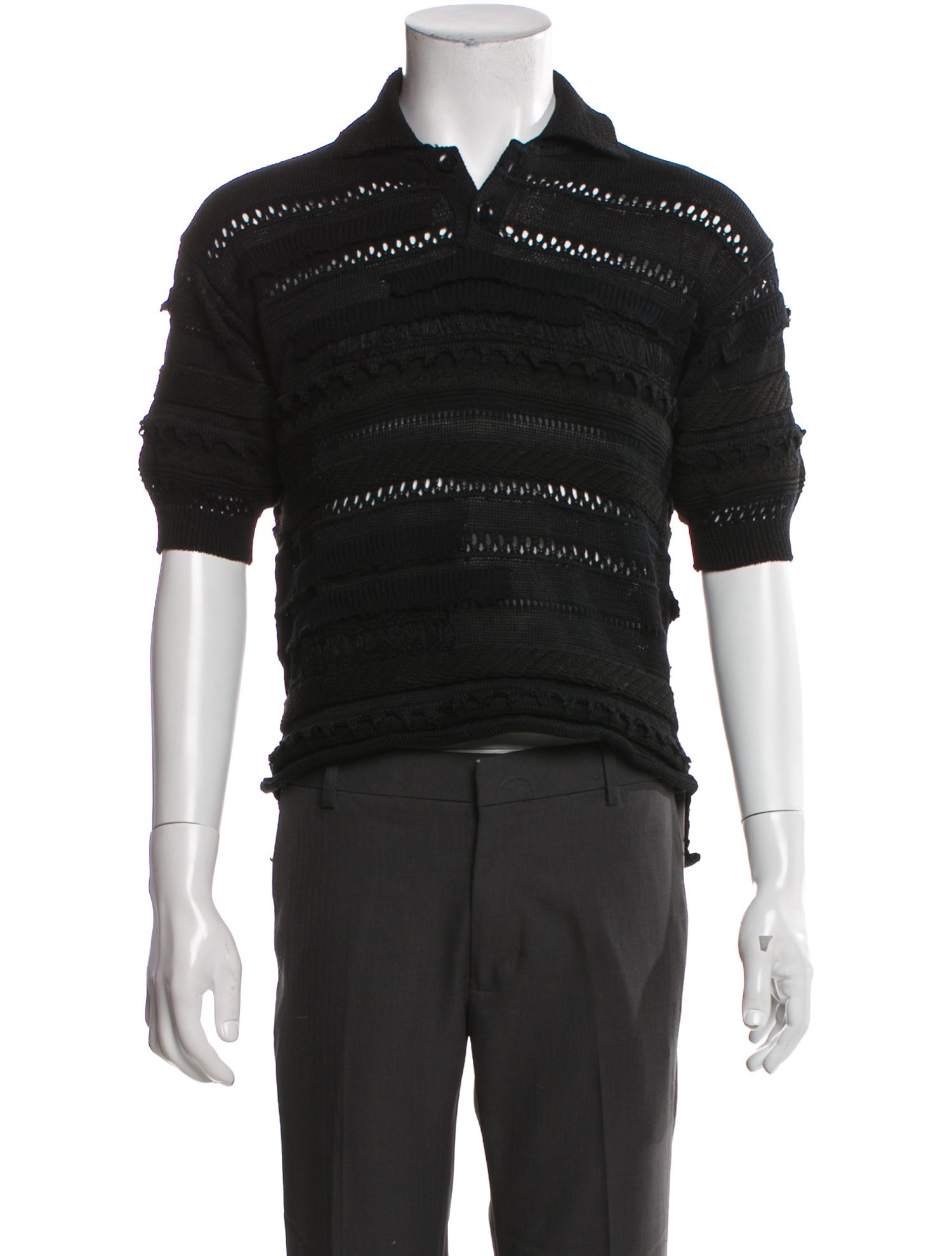 Y's by Yohji Yamamoto Collar Three-Quarter Sleeve Polo Shirt