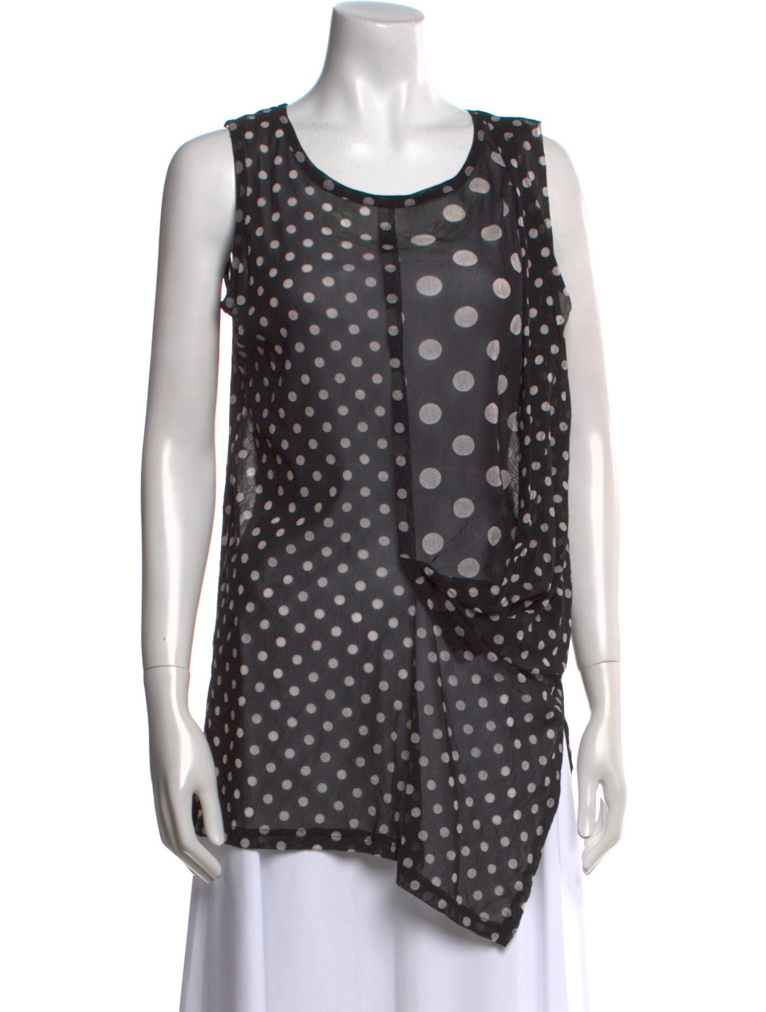 Y's by Yohji Yamamoto Polka Dot Print Scoop Neck Tunic