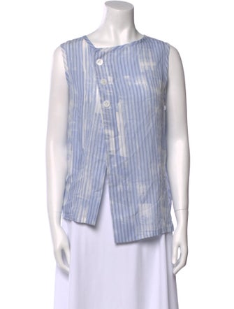 Y's by Yohji Yamamoto Striped Scoop Neck Top