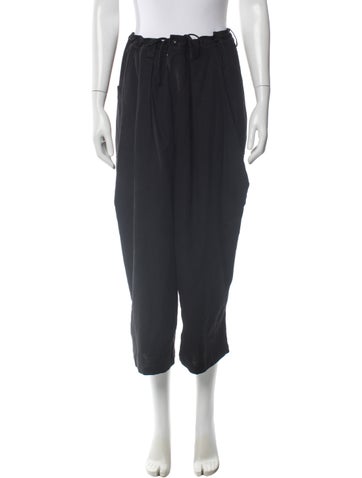 Pre-owned Y's Linen Wide Leg Pants In Black