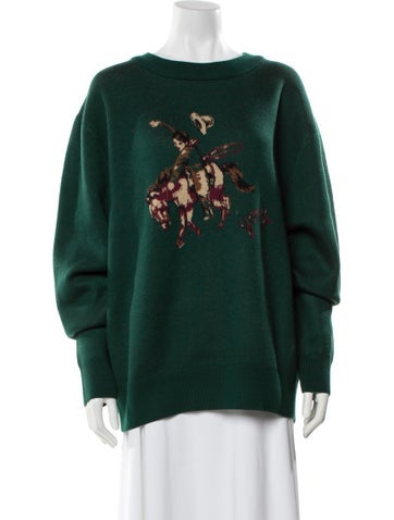 Pre-owned Yony Graphic Print Bateau Neckline Sweater W/ Tags In Green