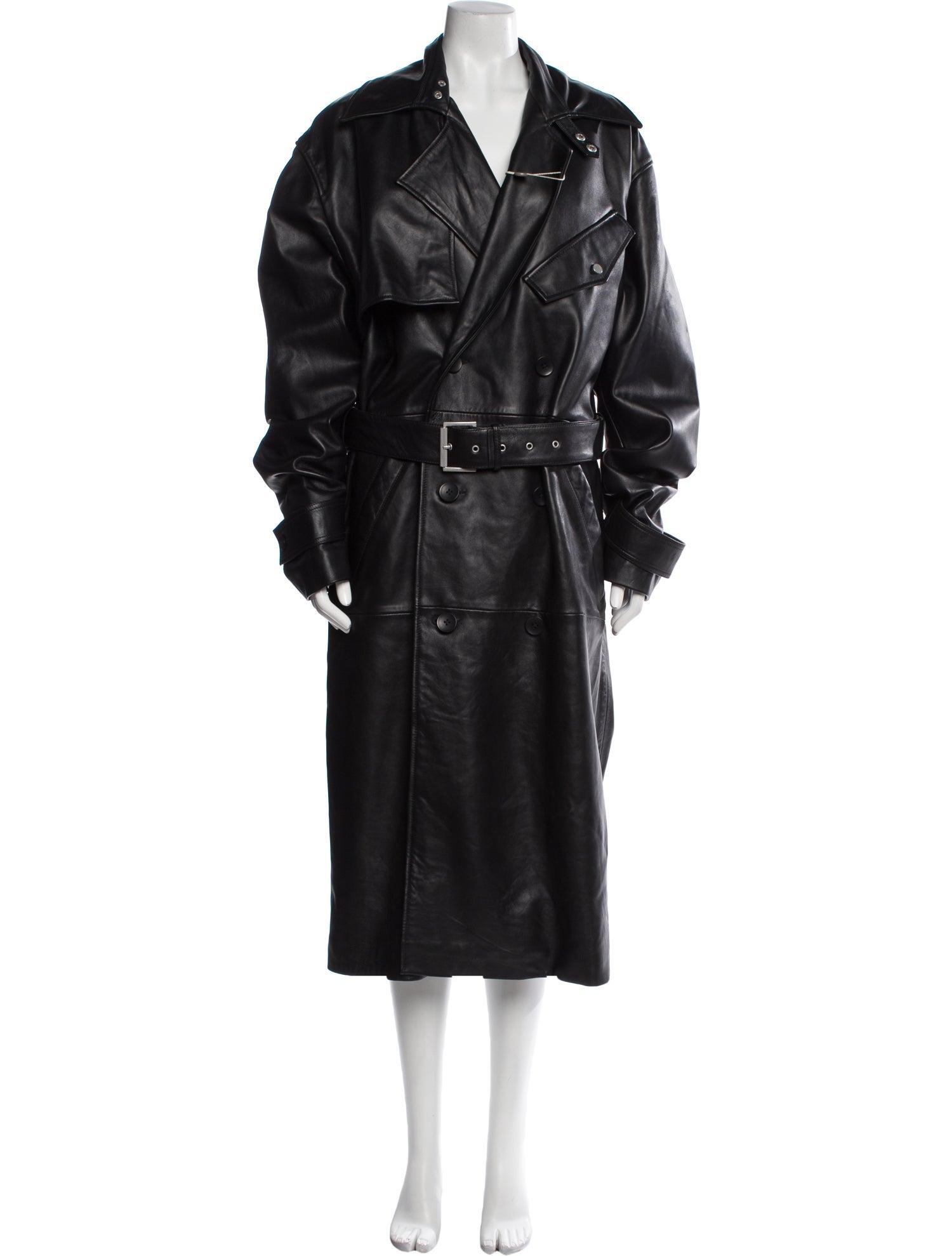 ジャケット・アウター 2000s ARMANI leather trench coat Emporio Armani Leather Trench Coat - Black Coats, Clothing