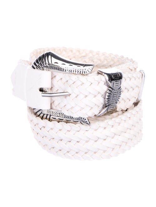 Y/Project Leather Woven Belt silver