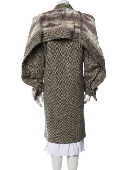 Y/Project Wool Tweed Pattern Faux Fur Coat
