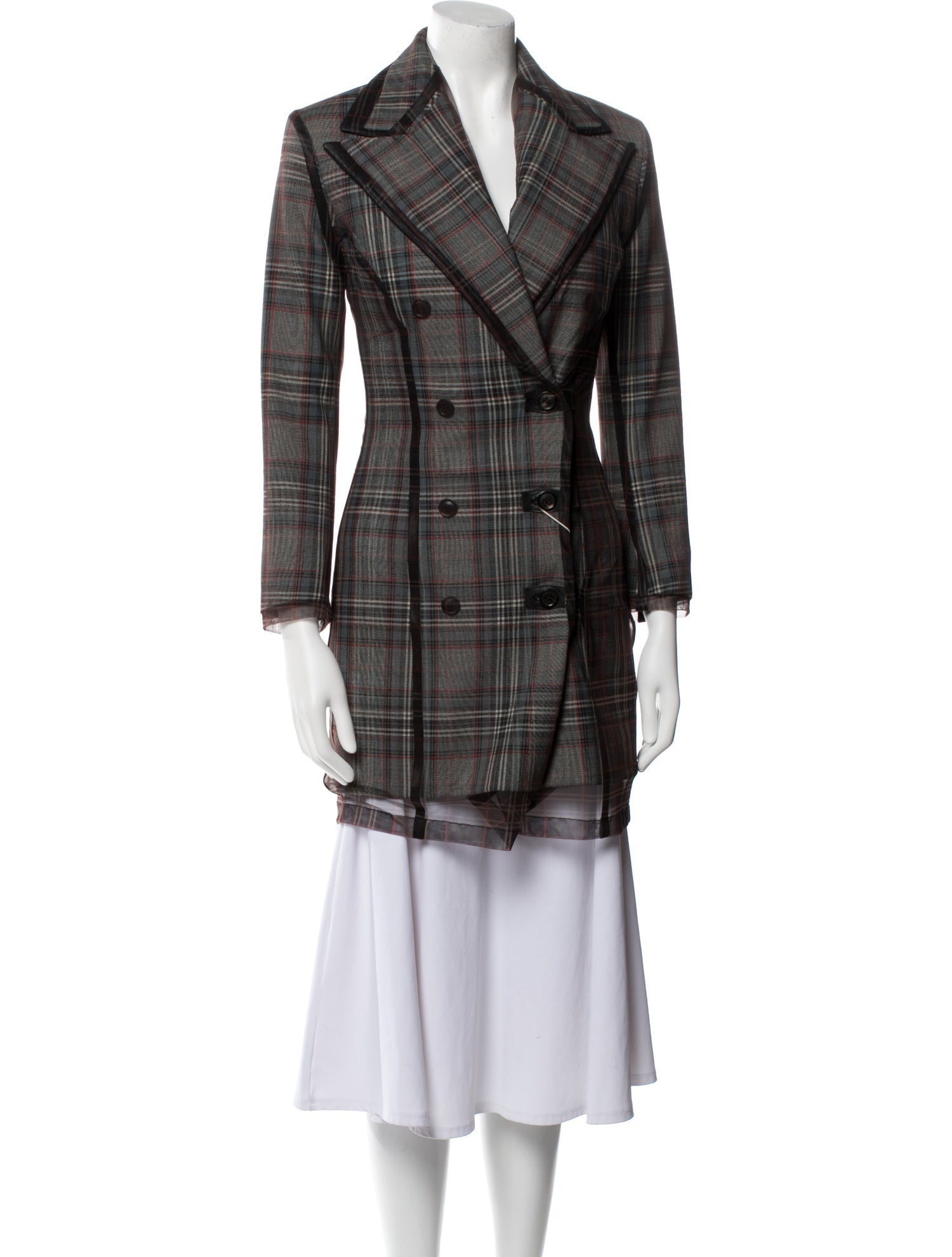 Y/Project Plaid Print Trench Coat