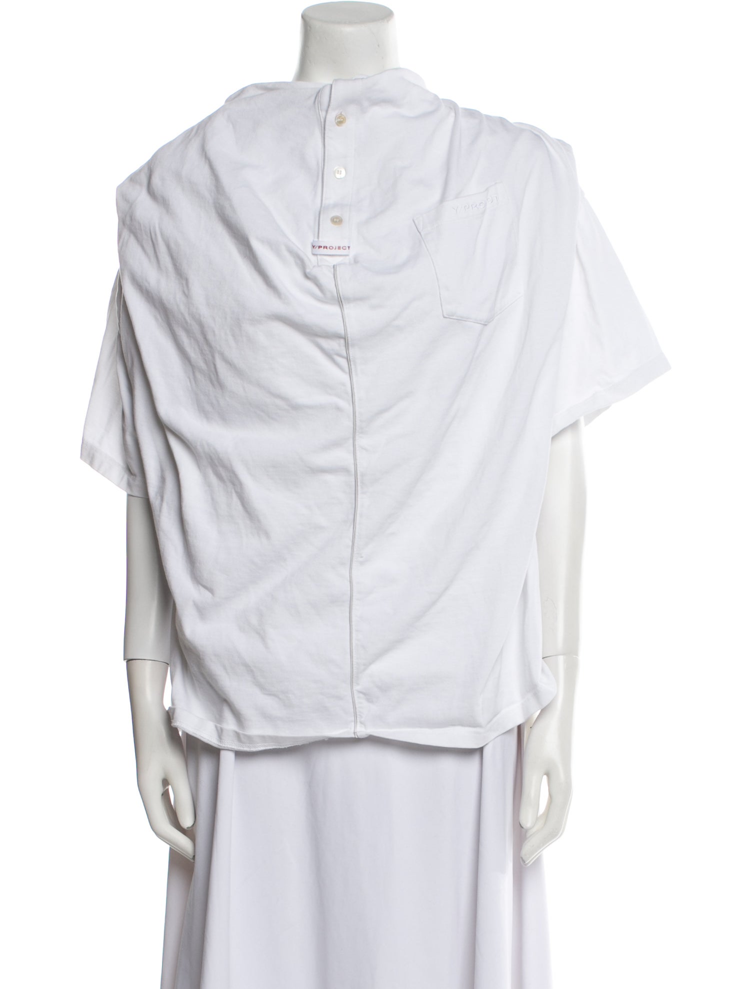 Y/Project Mock Neck Short Sleeve Button-Up Top