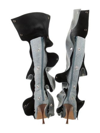 Y/Project Denim Studded Accents Boots