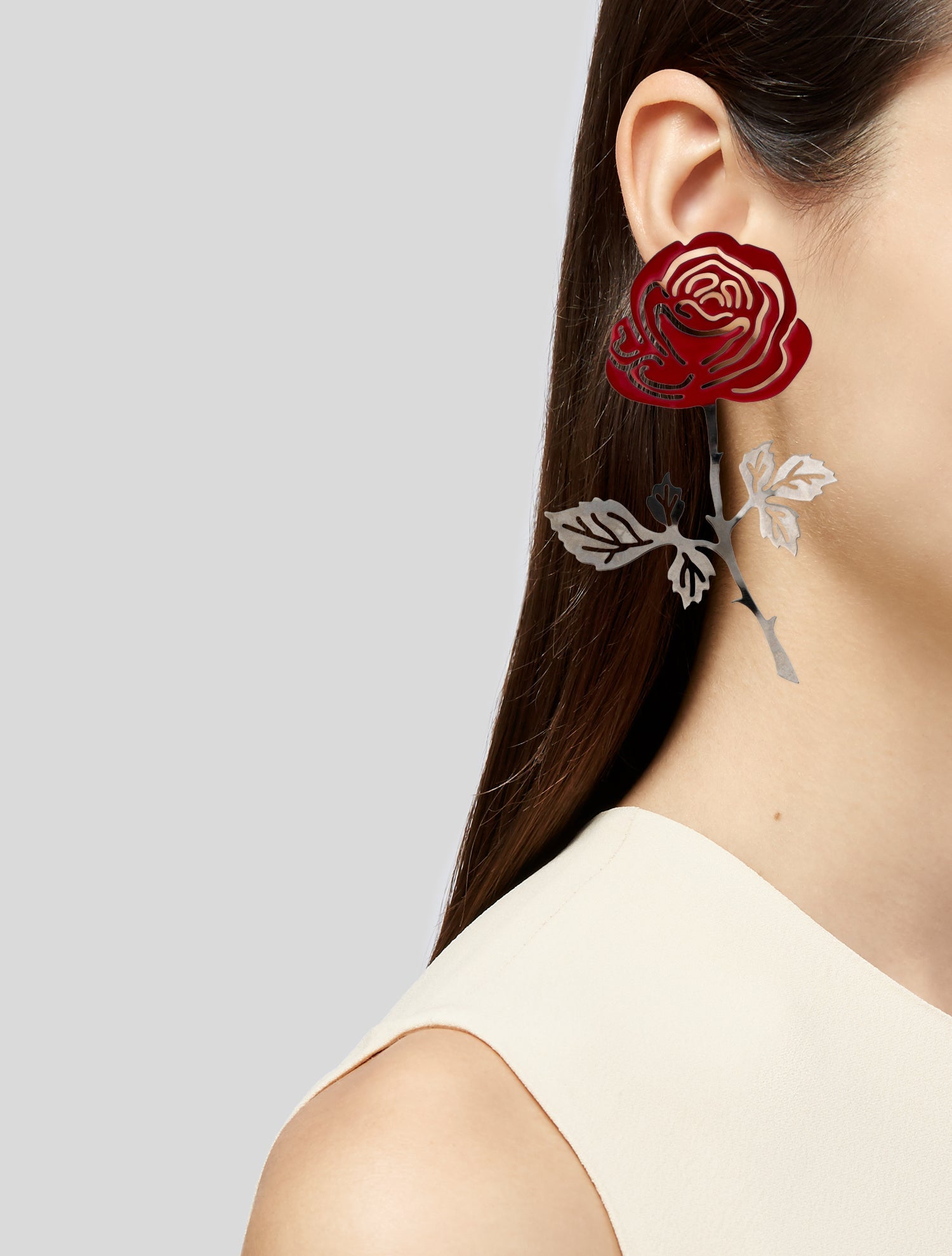 Y/Project Rose Hand-Painted Drop Earrings