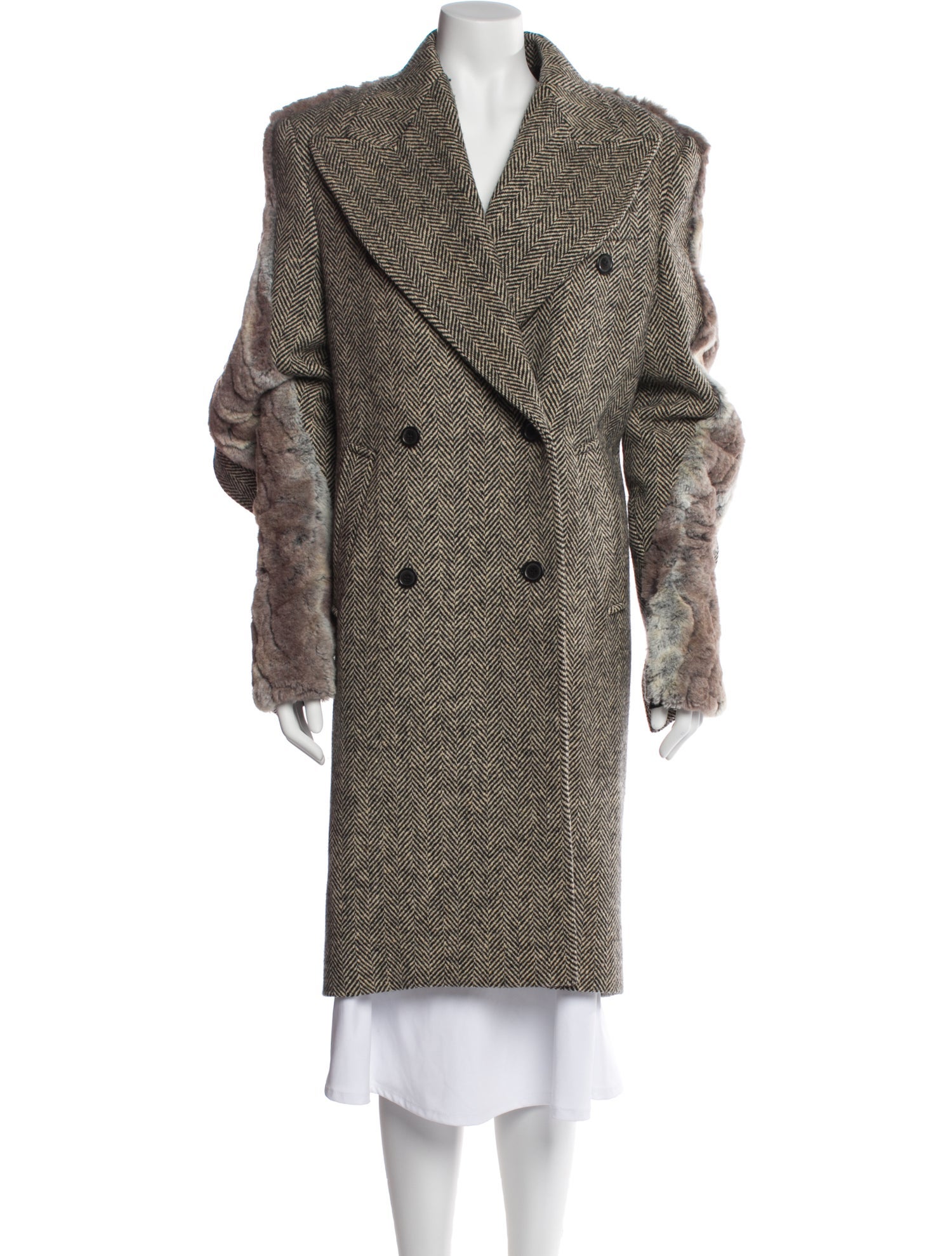 Y/Project Wool Striped Faux Fur Coat