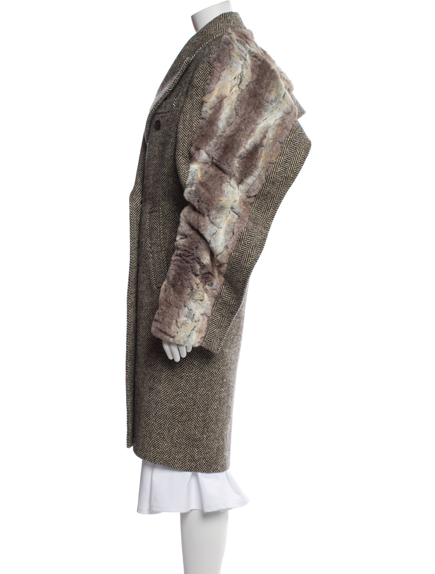 Y/Project Wool Striped Faux Fur Coat