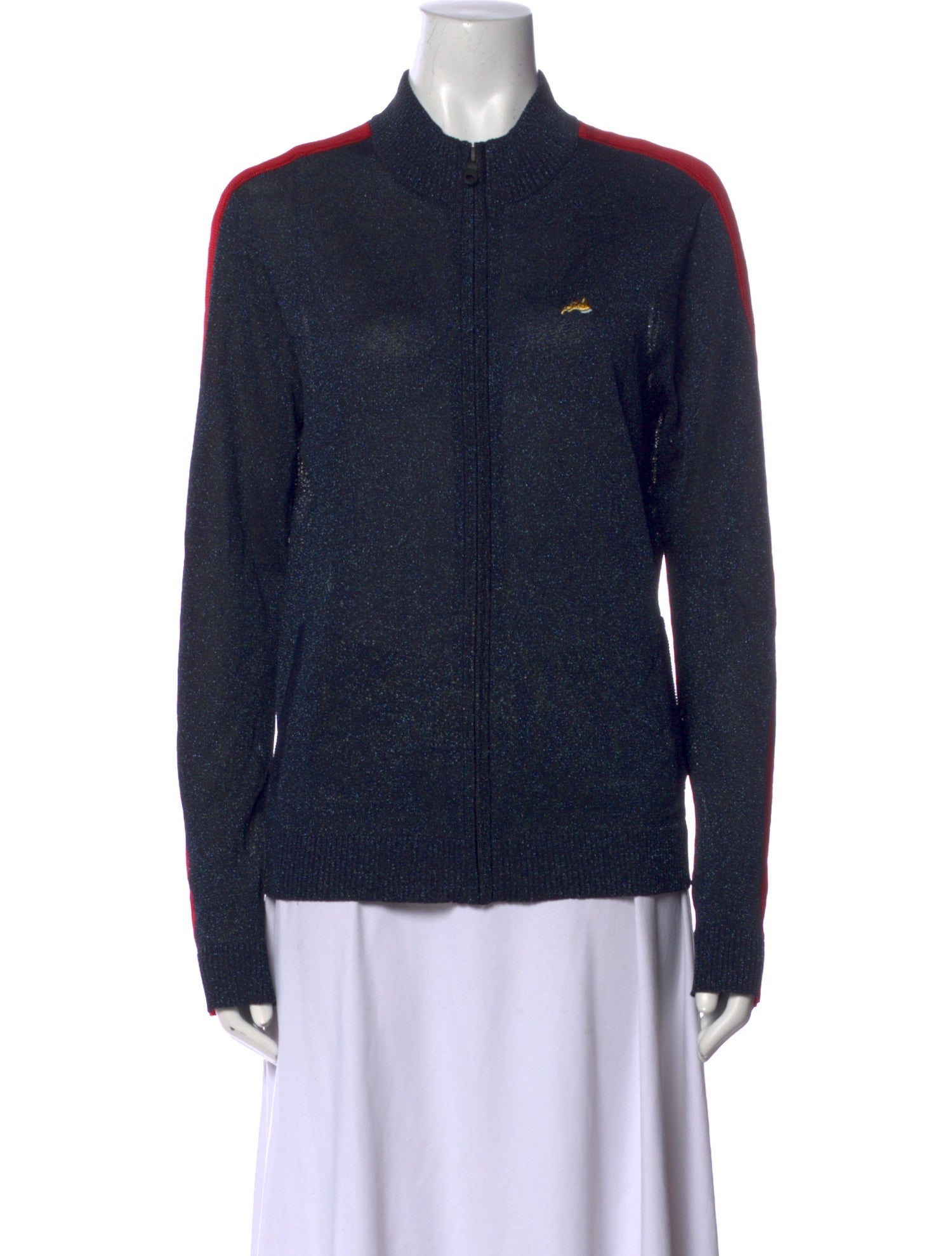 Bella Freud Mock Neck Long Sleeve Button-Up Top