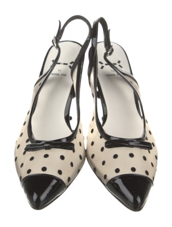 Yuul Yie Mesh Bow Accents Slingback Pumps