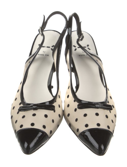 Yuul Yie Mesh Bow Accents Slingback Pumps